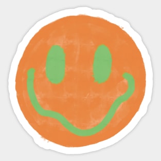 Orange and Green Vintage Smiley Face Sticker